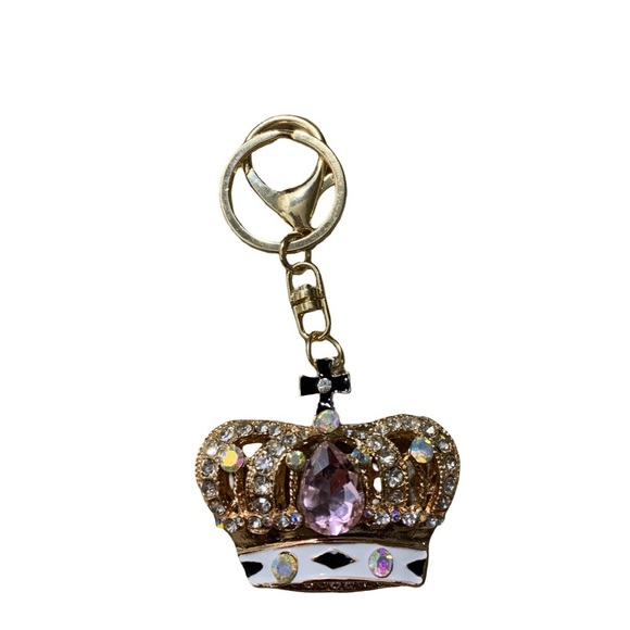 Gold and Purple Crown Fashion Inspired Key Holder Bag Charm Accessory - Picture 2 of 3